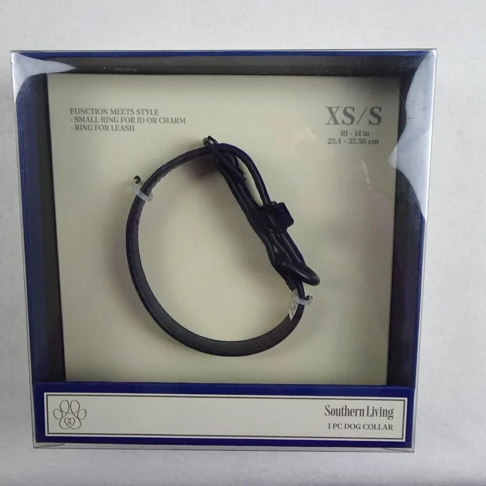 Southern Living Faux Leather Dog Collar Size XS / SMALL Blue Adjustable